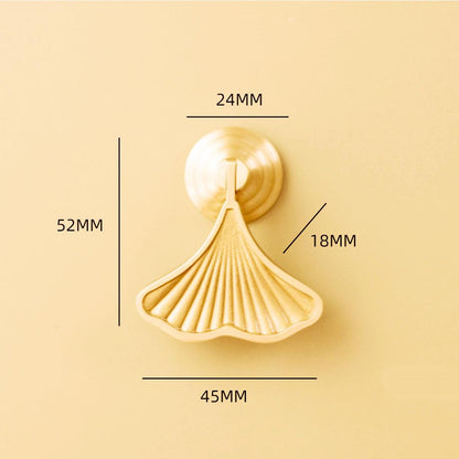 Ginkgo Leaf Brass Cabinet Knob | Gold Decorative Drawer Pull | Solid Brass Luxury Cabinet Hardware | Unique Kitchen Dresser Knob