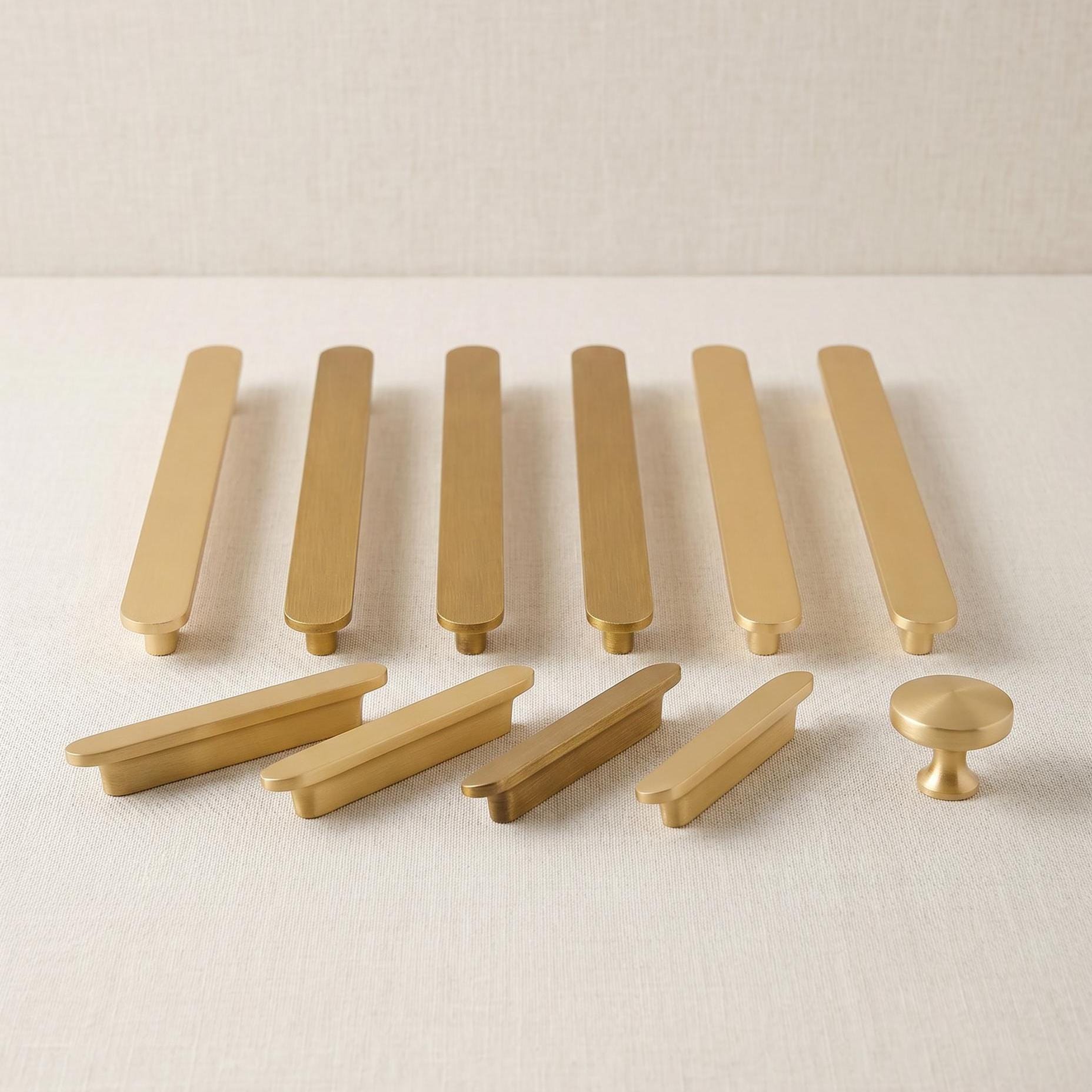 Brushed Brass Edge Pull, Modern Minimalist Cabinet Hardware, Solid Drawer Pull