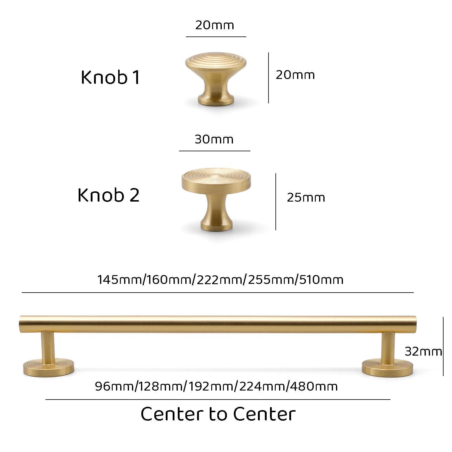 Brushed Brass Cabinet Pull & Knob Set | Modern Drawer Handle with Textured Round Base | Solid Brass Kitchen Hardware Minimalist Dresser Pull