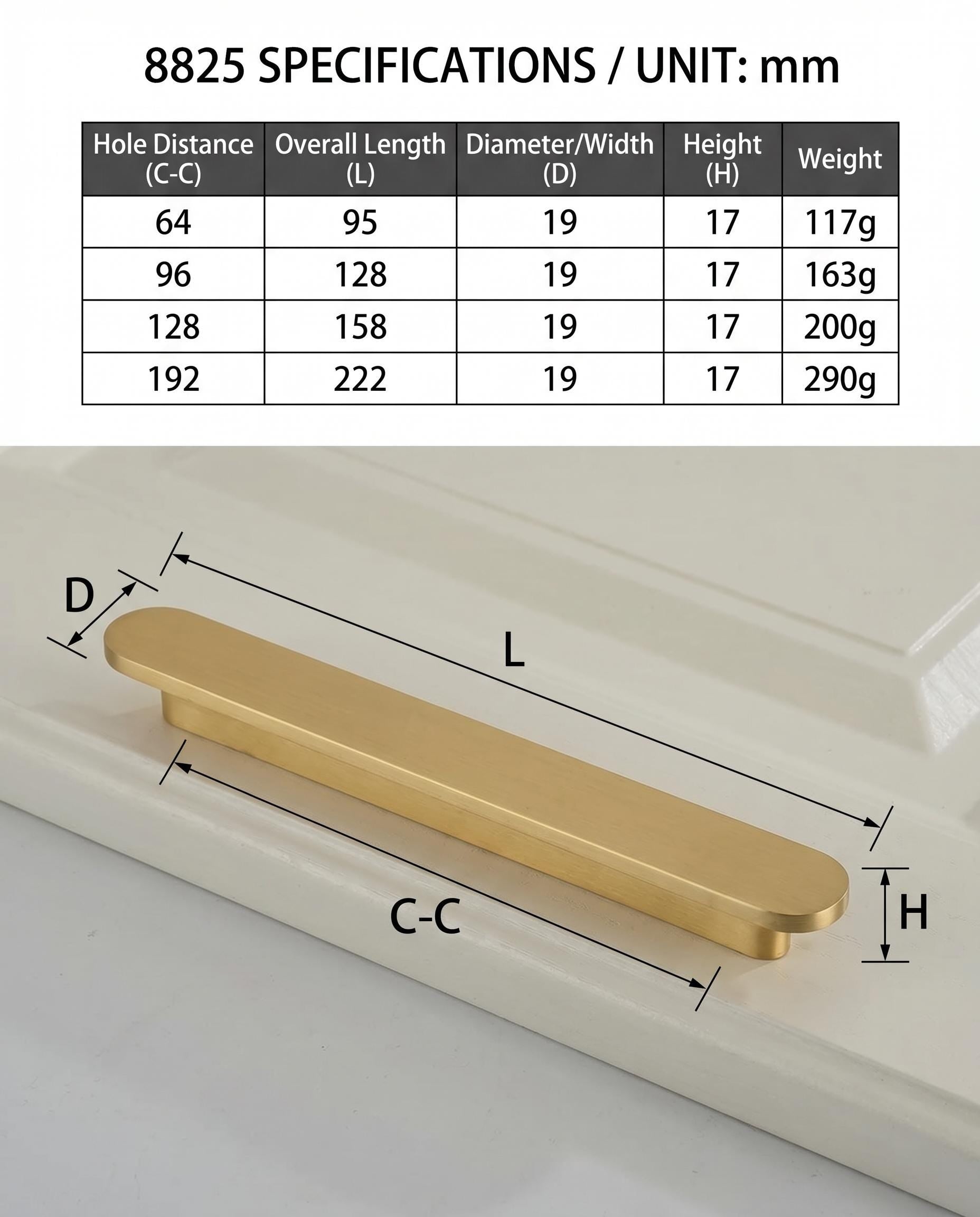 Brushed Brass Edge Pull, Modern Minimalist Cabinet Hardware, Solid Drawer Pull