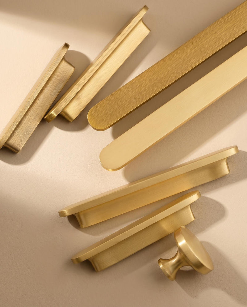 Brushed Brass Edge Pull, Modern Minimalist Cabinet Hardware, Solid Drawer Pull