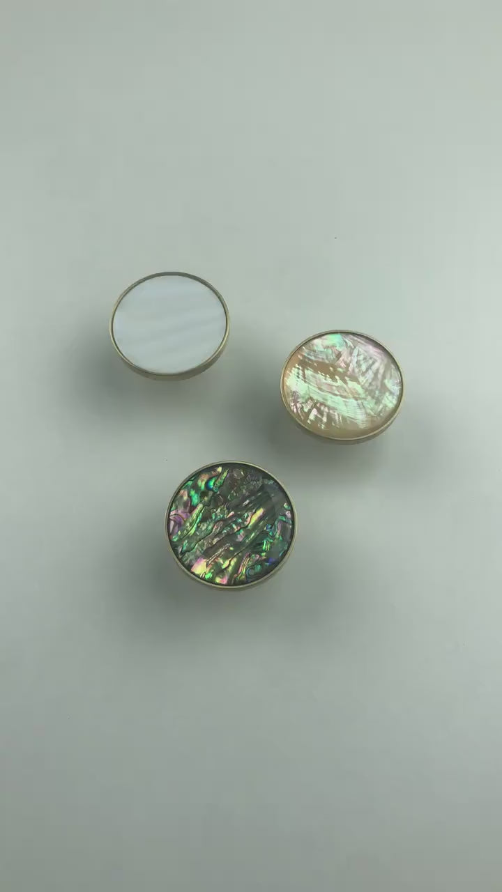 Abalone Shell Dresser Knobs: Brass Cabinet Hardware, Nautical Decor